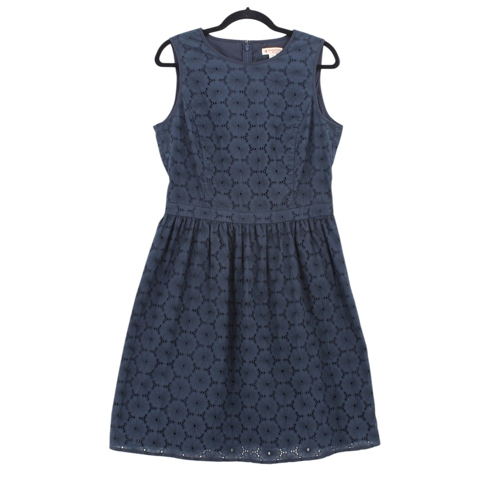 Brooks Brothers Red Fleece Dress size 10 Navy Eyelet Floral Sleeveless Preppy